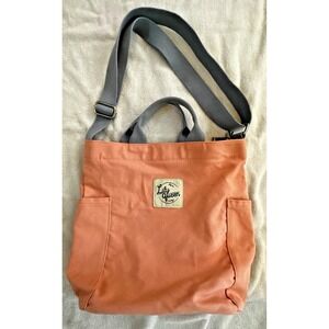 Lily Queen Canvas Tote Bag Crossbody Strap Peach Pink Grey Purse